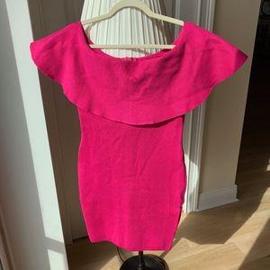 NWOT Pink Dress with Large Off-the-Shoulder Ruffle